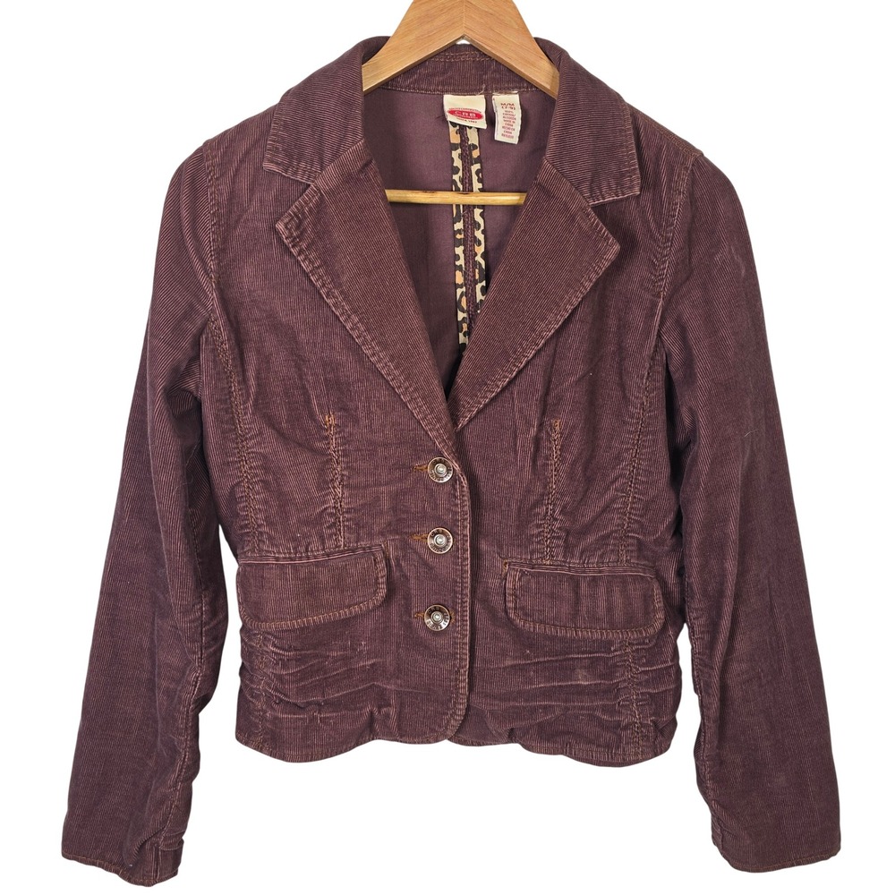 Canyon River Blues Womens Corduroy Blazer Jacket Burgundy Y2K Cropped Medium 7-9